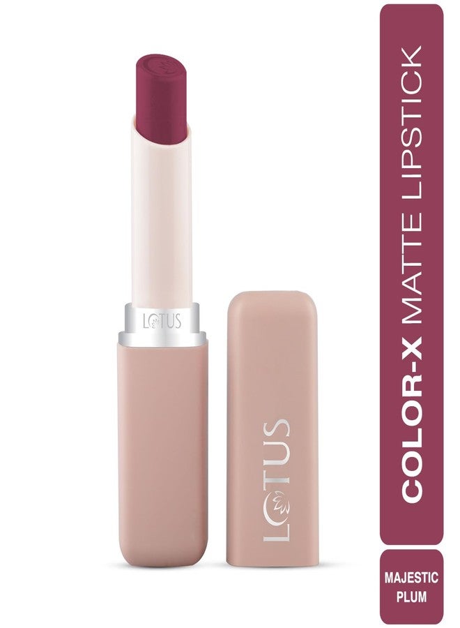 Lotus Makeup LOTUS MAKE-UP Color X Matte Lipstick | Long - Lasting | Vitamin E Infused | Smudge Proof | Bold | Highly Pigmented | Weightless Finish | MAJESTIC PLUM - 28 | 3.8g - Image 2