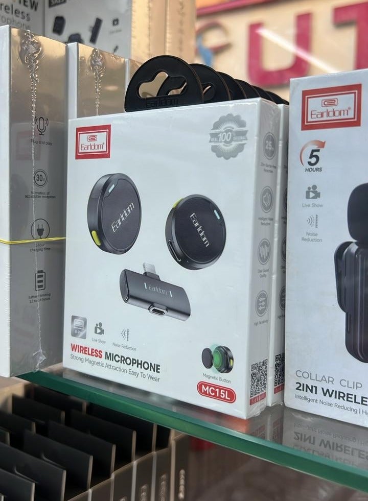 أيرلدوم إيرلدوم ميكروفون لاسلكي لنظام أندرويد-تايب-سي ميكروفون مزدوج مع تقليل الضوضاء ومشبك مغناطيسي