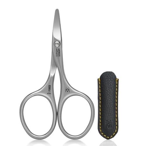 GERMANIKURE Rounded Safety Nail Scissors - FINOX Surgical Stainless Steel baby scissors and Manicure Tools in Leather Case - Self Grooming Scissors for nails Ethically Made in Solingen Germany - 4701 - Image 1