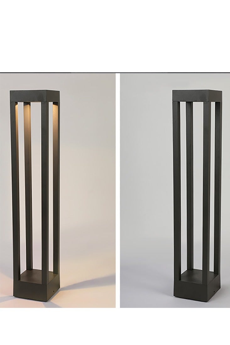 بيستار مصباح حديقة LED مربع أسود عصري – 12×12 سم، ارتفاع 80 سم، مقاوم للماء IP65، لمبة GU10 بقوة 10 واط قابلة للتبديل – للفيلا أو الحديقة أو الفناء - Image 4