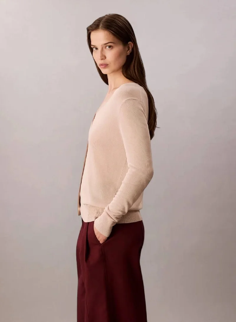 Calvin Klein Charming Khaki Fine Gauge Viscose Cardigan for Women | Best Price UAE