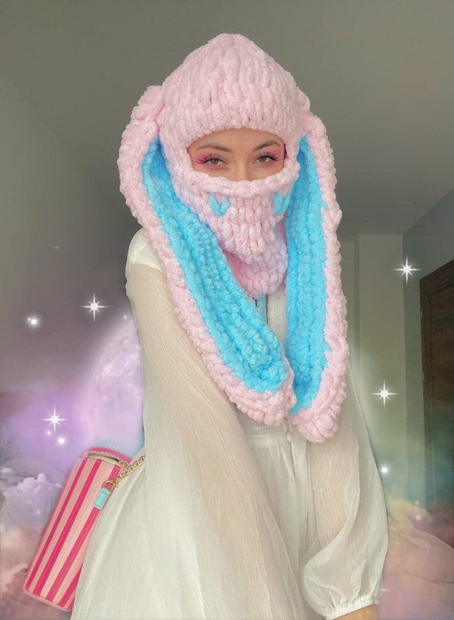 Avilego Y2k Knit Balaclava Face Mask for Women Men Bunny Ear Horn Ski Scarf Winter Warm Hat Knit Skull Beanie for Halloween - Image 3