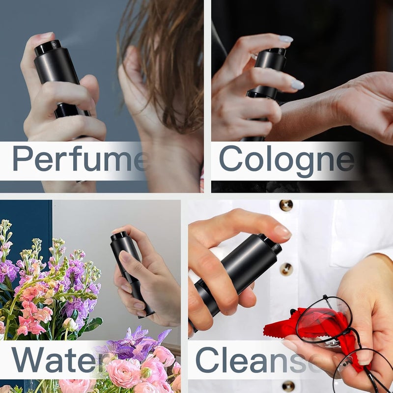 رذاذ عطر سعة 20 مل، زجاجة رذاذ فارغة، رذاذ صغير للاستخدام أثناء السفر (لون أسود، 2 قطع) - Image 4