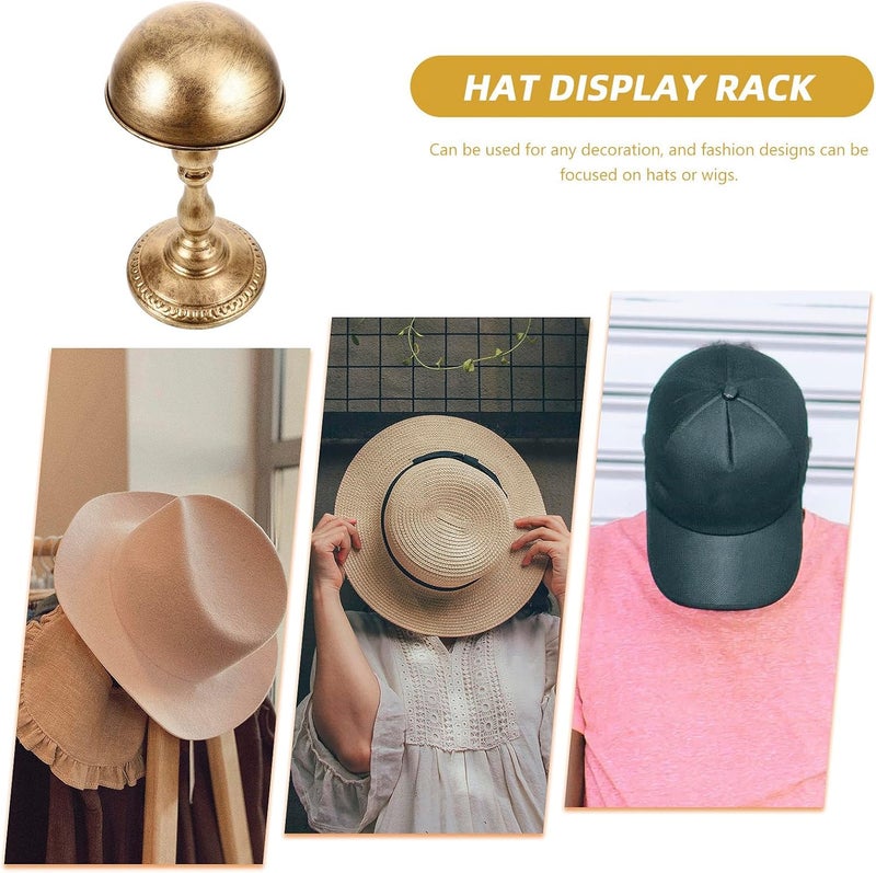 Vintage Metal Hat Stand Rack Retro Hat Holder Display Antique Copper Finish Wig Holder Home and Salon Closet and Shop - Image 2