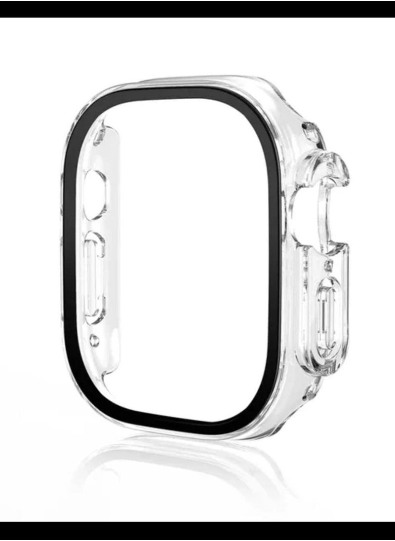 Case Cover for Apple Watch Ultra Size 49 Tempered Transparent with Black Edge Protects the watch and screen from drops and bumps