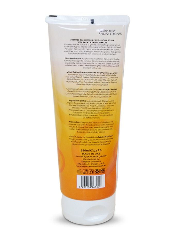 Pretty Be Exfoliating Face & Body Scrub with Papaya Extracts for All Skin Types 240ml - Image 2