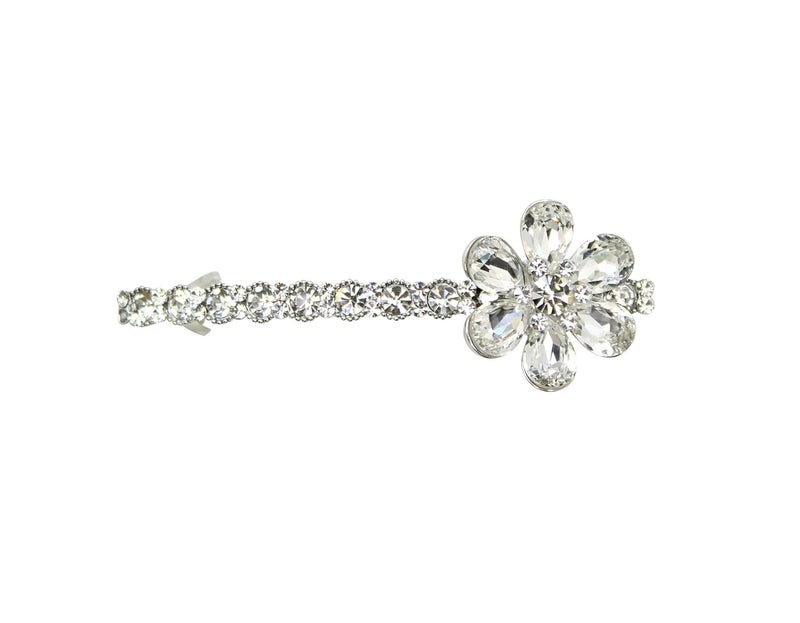Faship Gorgeous Clear Rhinestone Crystal Floral Hair Barrette Clip