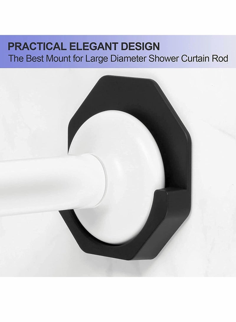 كابتن تيك Shower Curtain Rod Holder 2PCS Adhesive Shower Rod Wall Mount Holder for Wall/Bathroom No Drilling Stick On Black (Shower Curtain Rod Not Included) - Image 2