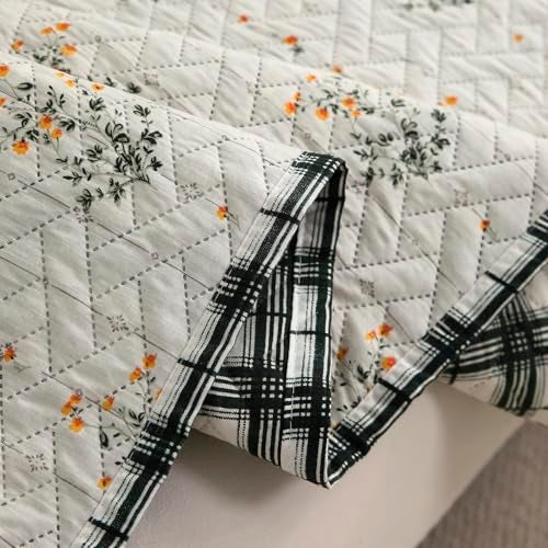 HOKIPO 'HomeHues Series' Printed Quilted Sofa Cover Mat for 2 Seater Sofa, Light Green Ash Gypsy Flower (IN-807-D5*1) - Image 4