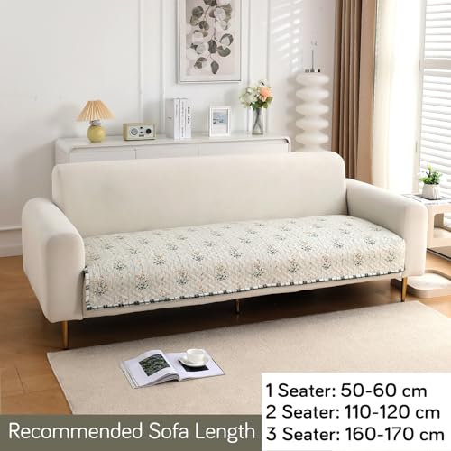 HOKIPO 'HomeHues Series' Printed Quilted Sofa Cover Mat for 2 Seater Sofa, Light Green Ash Gypsy Flower (IN-807-D5*1) - Image 3