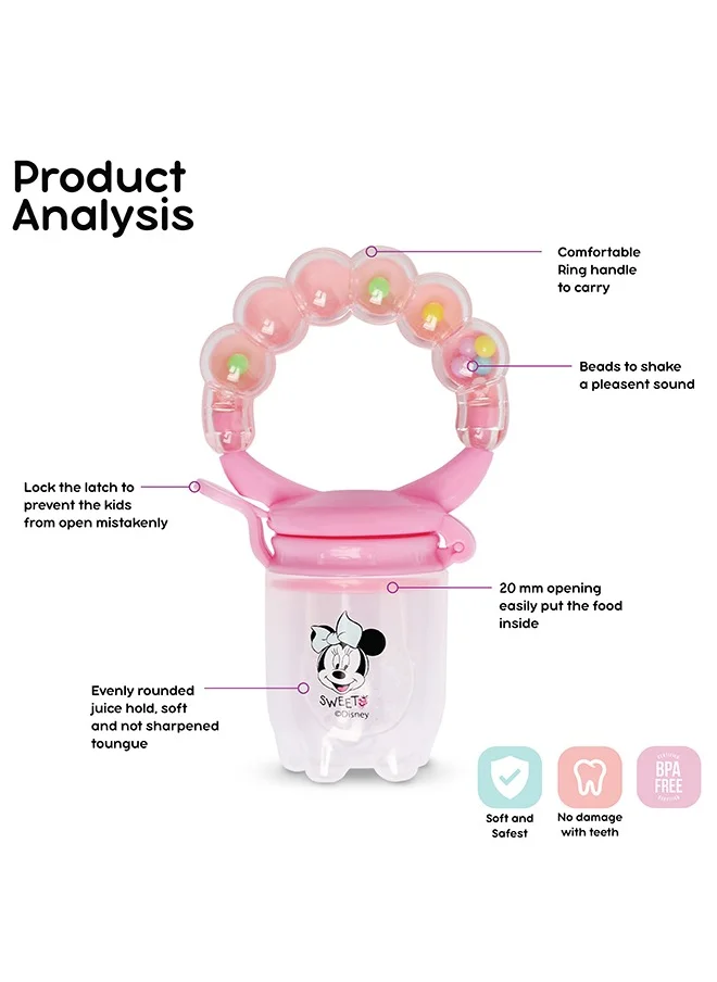 ديزني Minnie Mouse Baby Silicone Fresh Fruit Infant Teether Pacifier With Handle, 6 To 9 Months