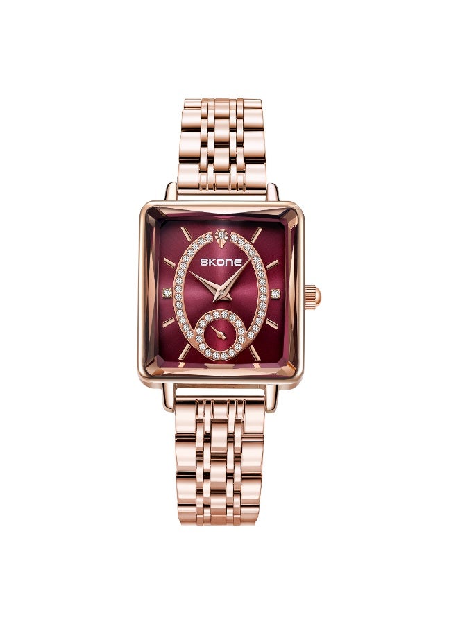 SKONE Fashion Rose Gold Square Ladies' Diamond Set Watch - Image 1