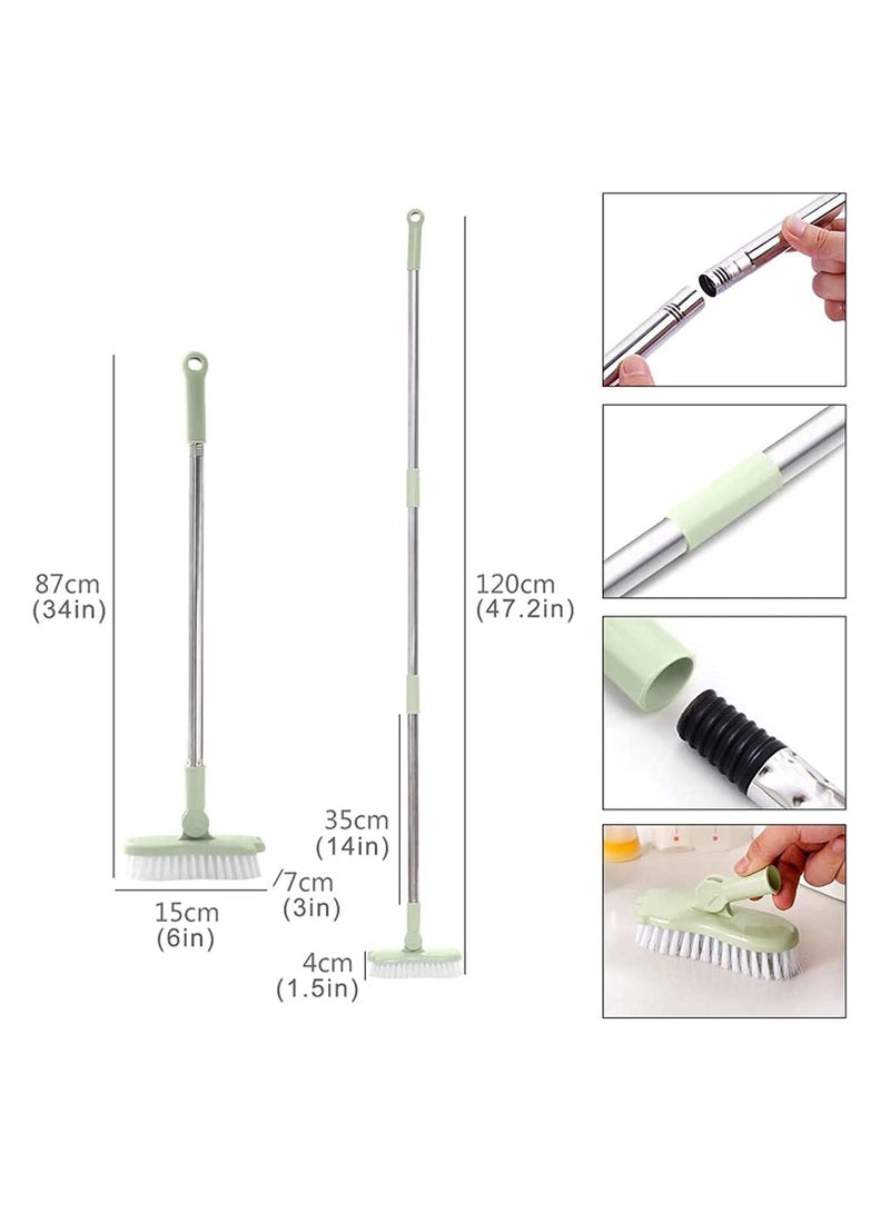 SOLARAE Floor Scrub Floor Scrub Brush Bathroom Bathtub Shower Tile Grout Scrubber Rotatable Handle Indoor Kitchen Push Broom Scrubbing Cleaning Brush - Image 2