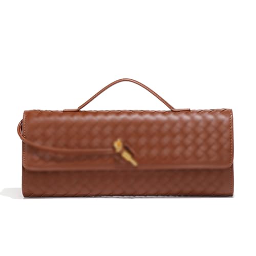 JYG Handbag for Women Fashion Evening Shoulder Bag PU Leather Handmade Clutch Purse Brown Casual Crossbody Bags 2025 - Image 4