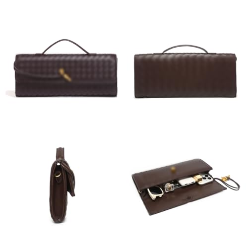 JYG Handbag for Women Fashion Evening Shoulder Bag PU Leather Handmade Clutch Purse Brown Casual Crossbody Bags 2025 - Image 3