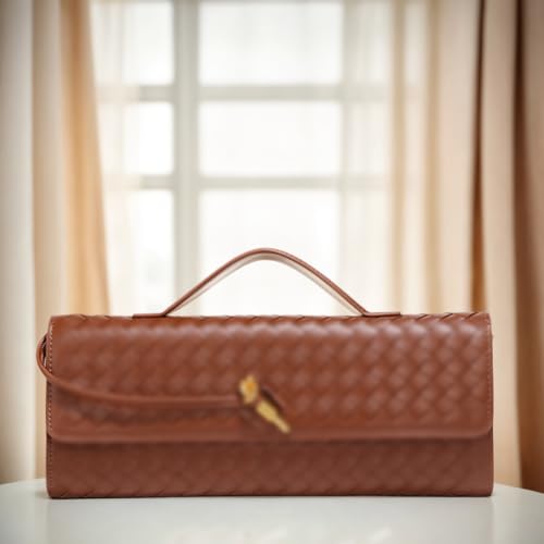 JYG Handbag for Women Fashion Evening Shoulder Bag PU Leather Handmade Clutch Purse Brown Casual Crossbody Bags 2025 - Image 5
