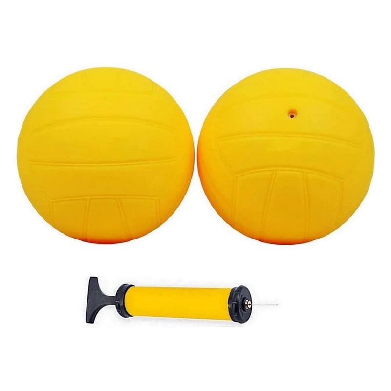 Aolowewin Spike Replacement Balls Spike Roundnet Game Balls Strong Bounce Extra Ball 35inch Yellow Rubber Ball Water Pool Lawn Beach Volleyball 2Pack with Pump - Image 2
