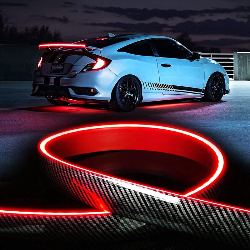 Goodream Light up Car Spoiler, Universal Exterior Rear Roof Spoiler Tail Wing Splitter Carbon Fiber Accessories LED Strip Lights for Cars Driving Brake Turn Signal Running Warning Trim Lamp (4.26ft) - Image 1