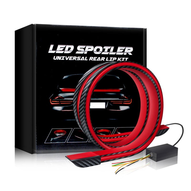 Goodream Light up Car Spoiler, Universal Exterior Rear Roof Spoiler Tail Wing Splitter Carbon Fiber Accessories LED Strip Lights for Cars Driving Brake Turn Signal Running Warning Trim Lamp (4.26ft) - Image 2