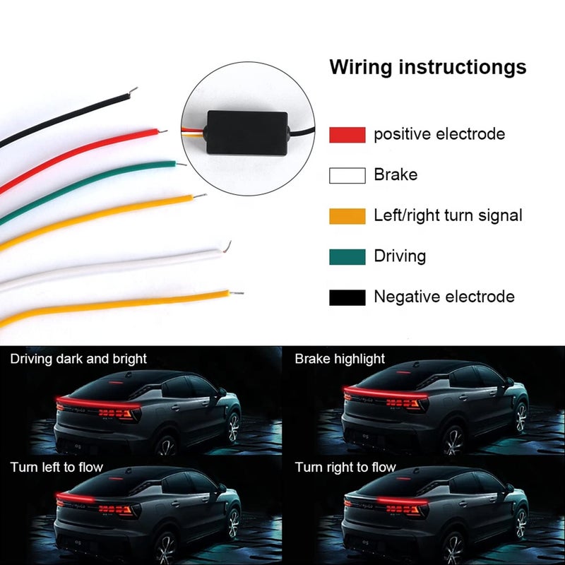 Goodream Light up Car Spoiler, Universal Exterior Rear Roof Spoiler Tail Wing Splitter Carbon Fiber Accessories LED Strip Lights for Cars Driving Brake Turn Signal Running Warning Trim Lamp (4.26ft) - Image 4