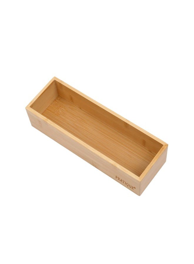 PRATIQUE Bamboo Drawer Organizer - Kitchen Utensil Organizer Silverware Tray Cutlery Holder，Office Desk Supplies and Accessories (8.9x3x2.6 inch) - Image 1