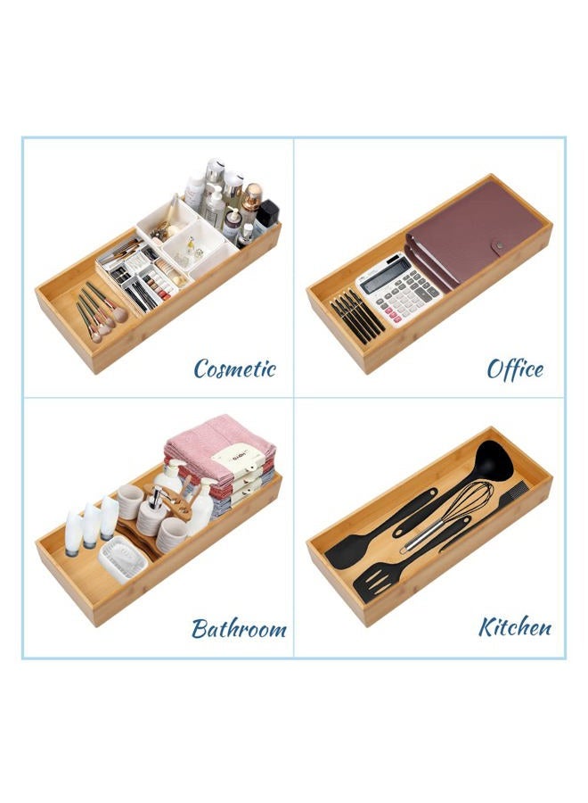 PRATIQUE Bamboo Drawer Organizer - Kitchen Utensil Organizer Silverware Tray Cutlery Holder，Office Desk Supplies and Accessories (8.9x3x2.6 inch) - Image 5