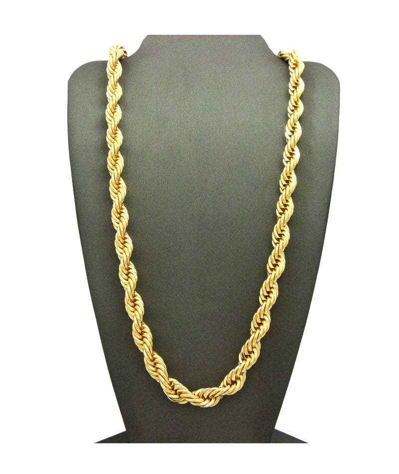 Fashion 21 Hip Hop 80' Unisex Rapper's 8mm, 10mm Various Size Hollow Rope Chain Necklace in Gold, Silver Tone (Gold - 8mm 18" Rope Chain) - Image 2