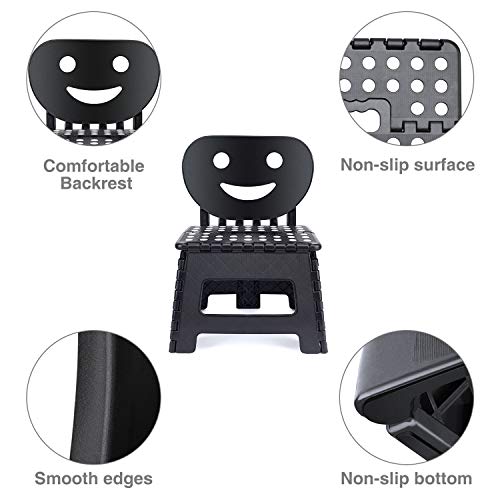 ACSTEP Folding Step Stool with Back Support for Kids,9" Kids Step Stool for Outdoor or Indoor Kitchen Step Stools and Bathroom Stool for Toddlers Boys Girls - Black - Image 3