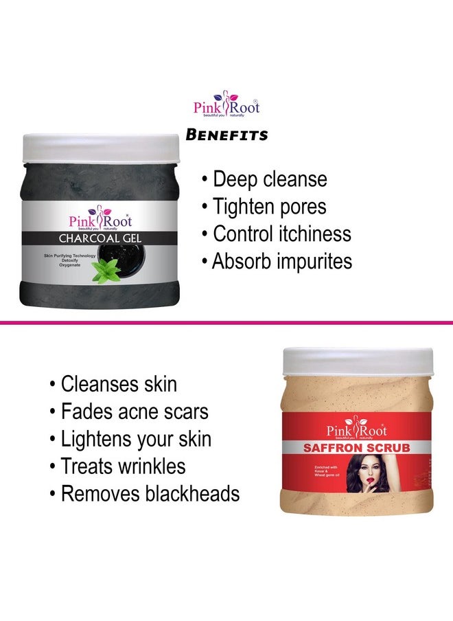 Pink Root Pink Root Charcoal Gel 500gm with Saffron Scrub 500gm  - Image 5