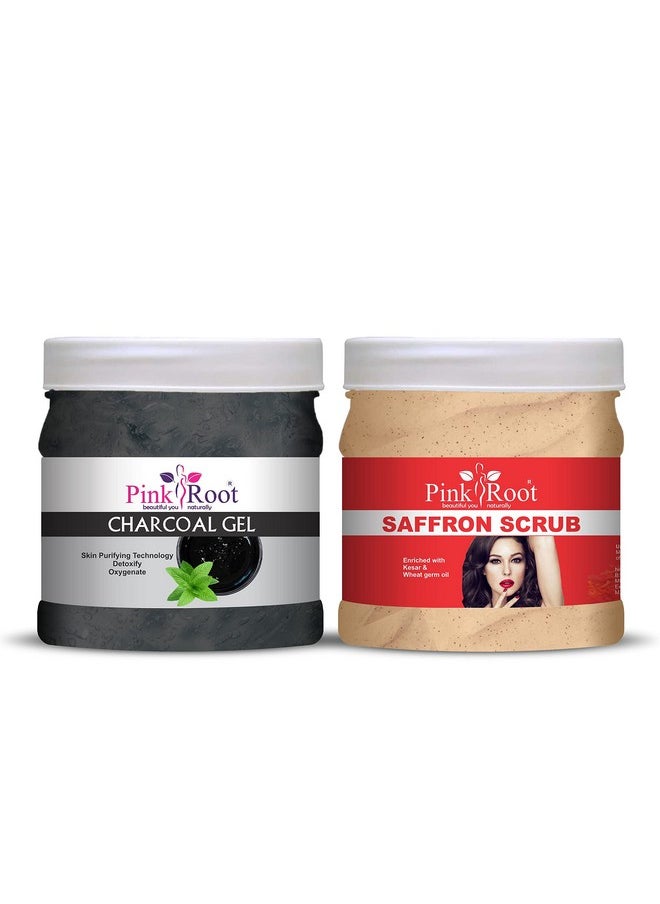 Pink Root Pink Root Charcoal Gel 500gm with Saffron Scrub 500gm  - Image 1