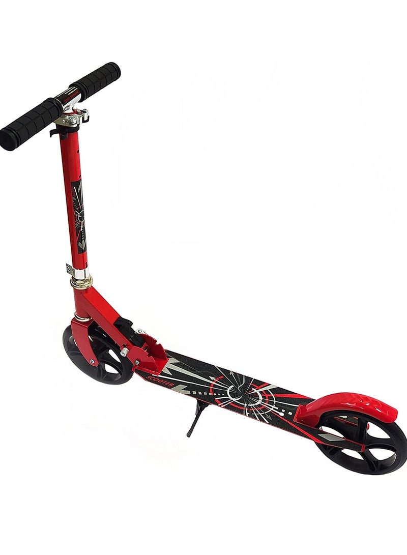 Scooter for Kids Ages 6-12 and Up and Scooter For Adults, Big Wheels, Adjustable Handle, Rear Fender Brake Foldable Kick Scooters for Teens, Dark Red
