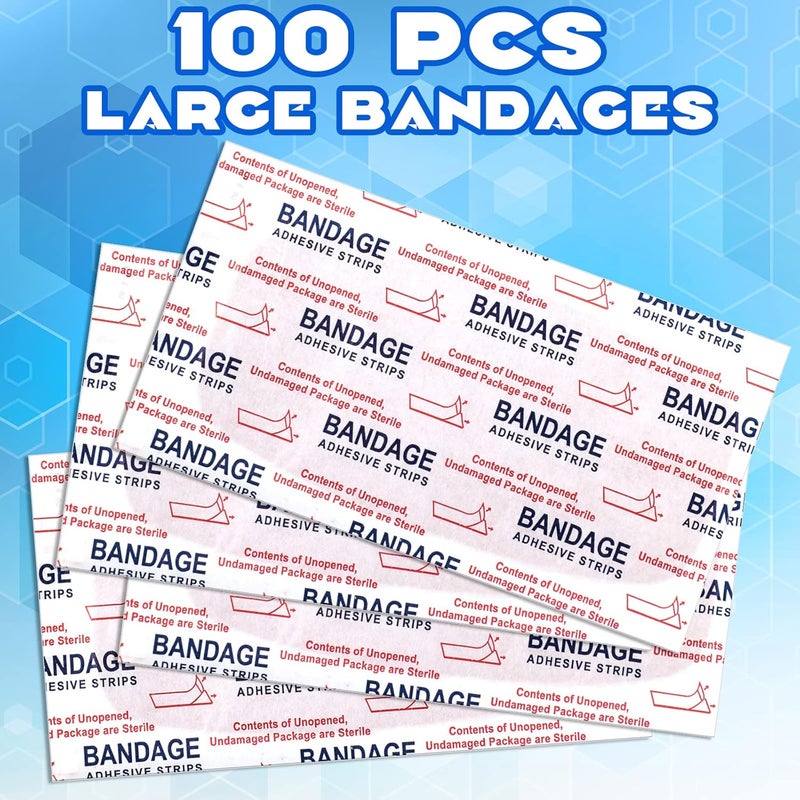 Marsui 100 Pcs Large Adhesive Bandages 2 x 3 Inch Wound Care Supplies Fabric Adhesive Strip Patch Waterproof Fabric Flexible Bandage Wrap Gauze Pads for Skin Care and Protect Wounds - Image 3