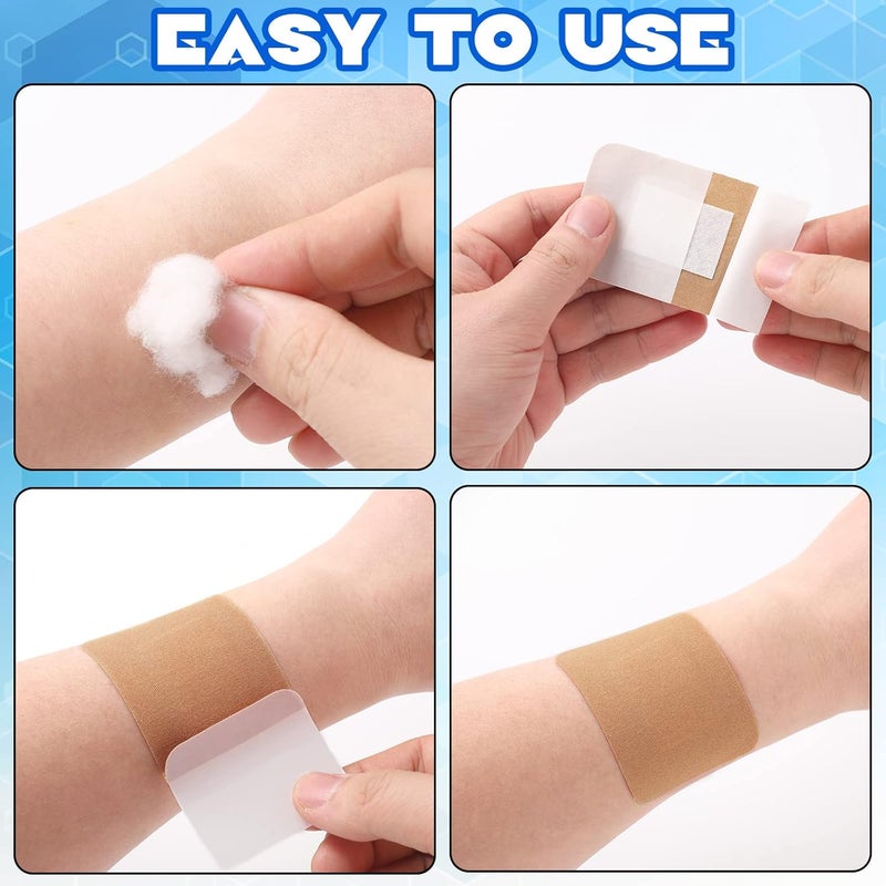 Marsui 100 Pcs Large Adhesive Bandages 2 x 3 Inch Wound Care Supplies Fabric Adhesive Strip Patch Waterproof Fabric Flexible Bandage Wrap Gauze Pads for Skin Care and Protect Wounds - Image 5