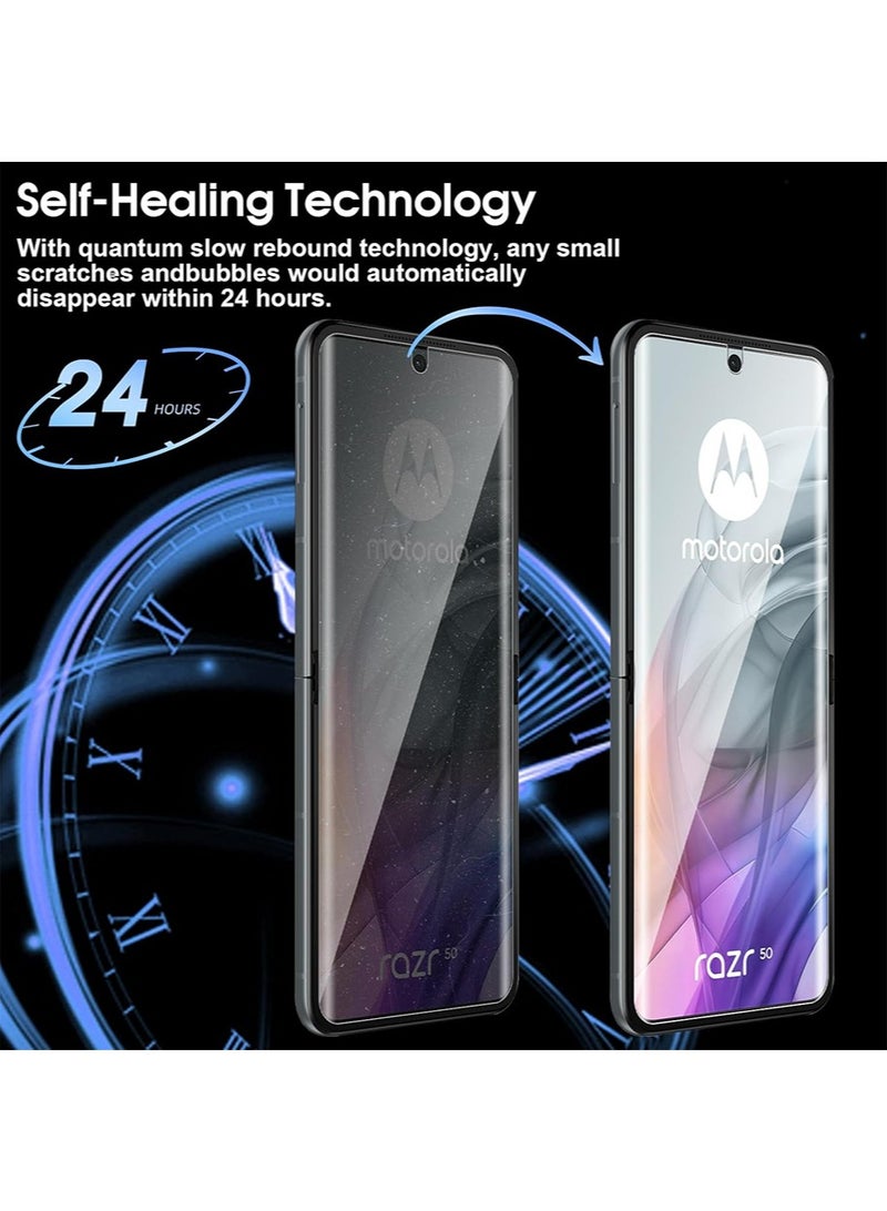 2 Sets 3-in-1 Flexible Screen Protector for Motorola Razr 50 , with Fingerprint Unlock Compatible, Full Adhesive Soft Film Phone Display Cover Accessory for Moto Razr 50 - Image 2
