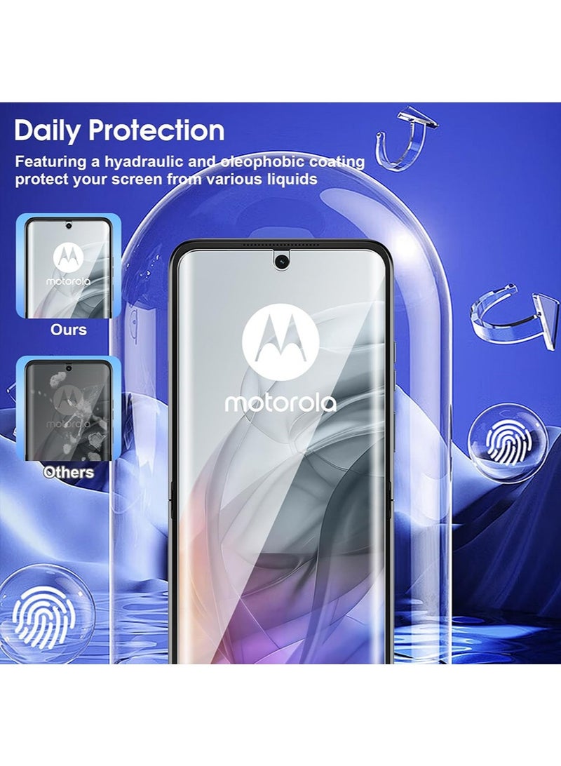 2 Sets 3-in-1 Flexible Screen Protector for Motorola Razr 50 , with Fingerprint Unlock Compatible, Full Adhesive Soft Film Phone Display Cover Accessory for Moto Razr 50 - Image 3