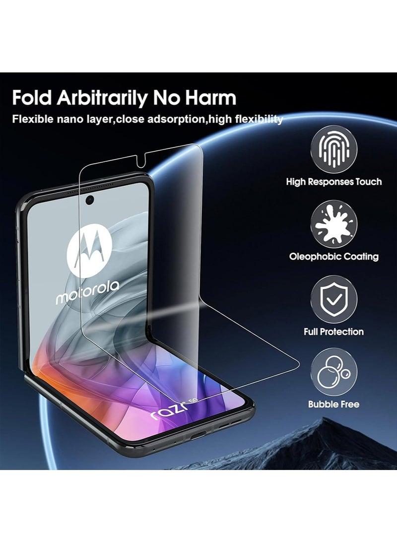 2 Sets 3-in-1 Flexible Screen Protector for Motorola Razr 50 , with Fingerprint Unlock Compatible, Full Adhesive Soft Film Phone Display Cover Accessory for Moto Razr 50 - Image 4