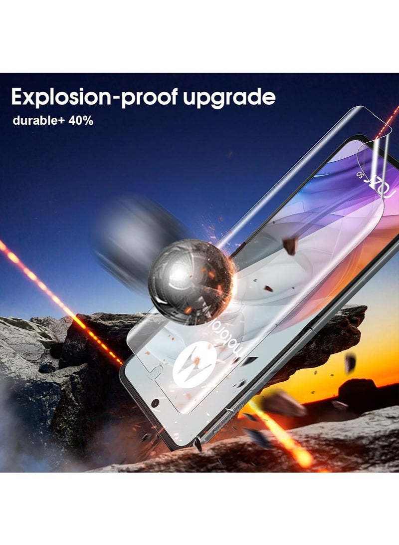 2 Sets 3-in-1 Flexible Screen Protector for Motorola Razr 50 , with Fingerprint Unlock Compatible, Full Adhesive Soft Film Phone Display Cover Accessory for Moto Razr 50 - Image 5