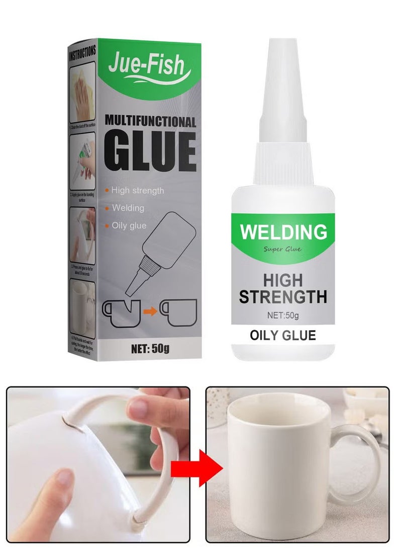 JUE FISH High-Strength Multifunctional Glue – Instant Bonding Adhesive for Metal, Plastic, Wood, Ceramics, and Leather | Long-Lasting Repairs with Strong Adhesion (50g) - Image 1