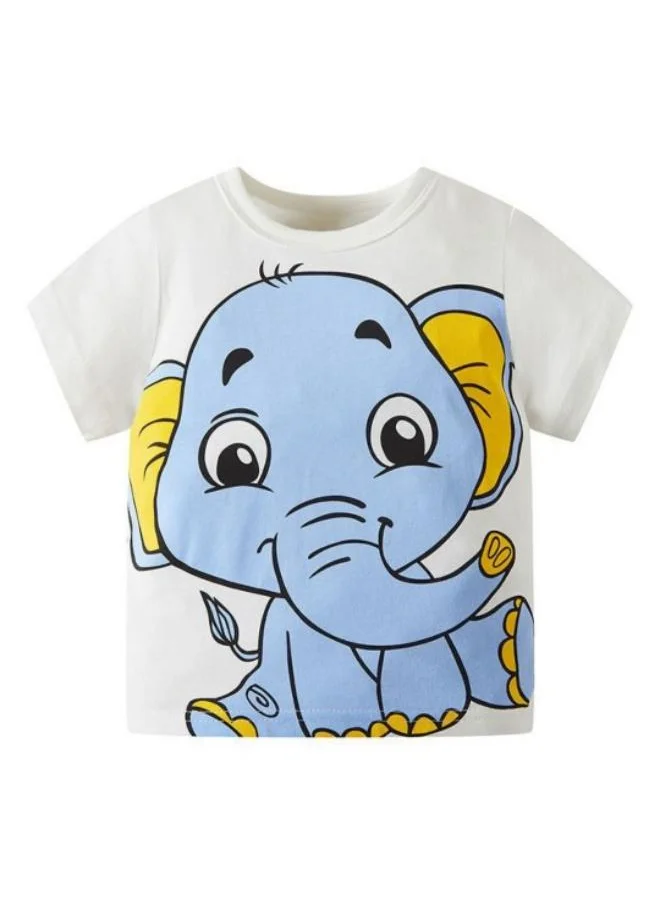 YUNIQEE White Printed Short Sleeve Crew Neck T-Shirt