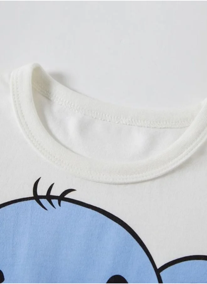 YUNIQEE White Printed Short Sleeve Crew Neck T-Shirt