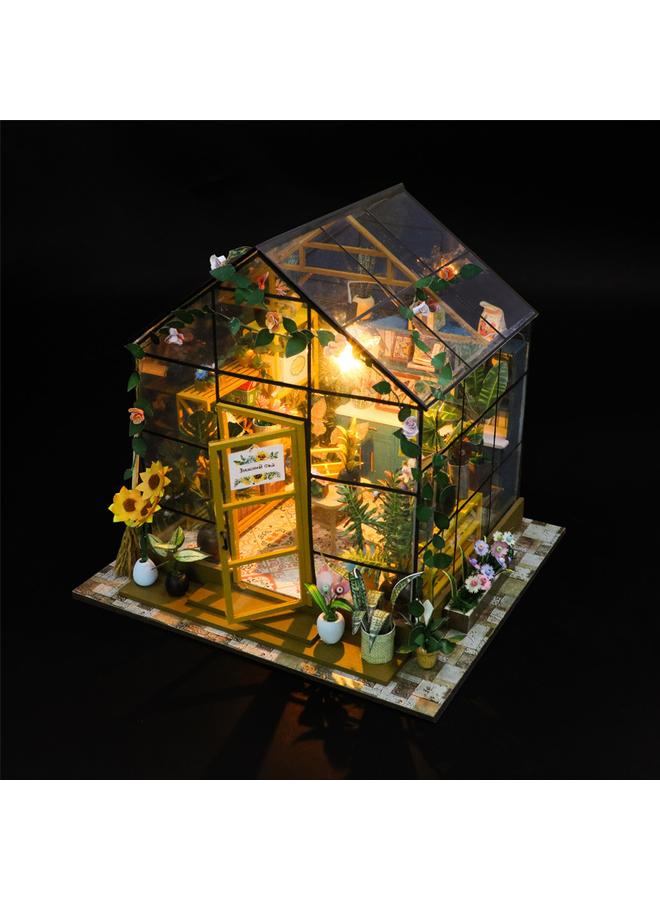 Bluejw Hongda Diy Cabin Sunshine Flower House 3D Stereo Assembled Book Stand Building Model Adult Decompression Toy Gift - Image 2