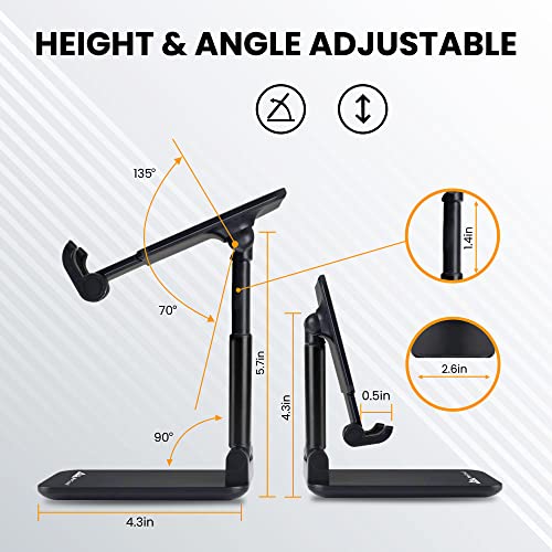 WeCool T2 Foldable and Portable Tabletop Mobile Stand with Stable Base,Height and View Angle Adjustable Phone Stand,Ideal Mobile Holder for Smartphones,Tablets, Kindles - Image 3
