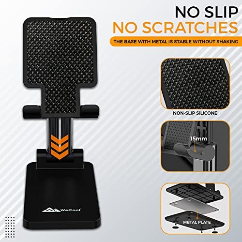 WeCool T2 Foldable and Portable Tabletop Mobile Stand with Stable Base,Height and View Angle Adjustable Phone Stand,Ideal Mobile Holder for Smartphones,Tablets, Kindles - Image 5