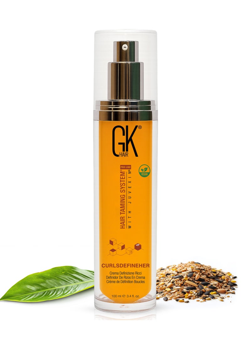GK Hair CurlsDefineHer (3.4 Fl Oz/100ml) Curl Defining Cream Curl Activator/Moisturizing Cream, Frizz Control for Natural Hair (3.4 fl. oz) - Image 1