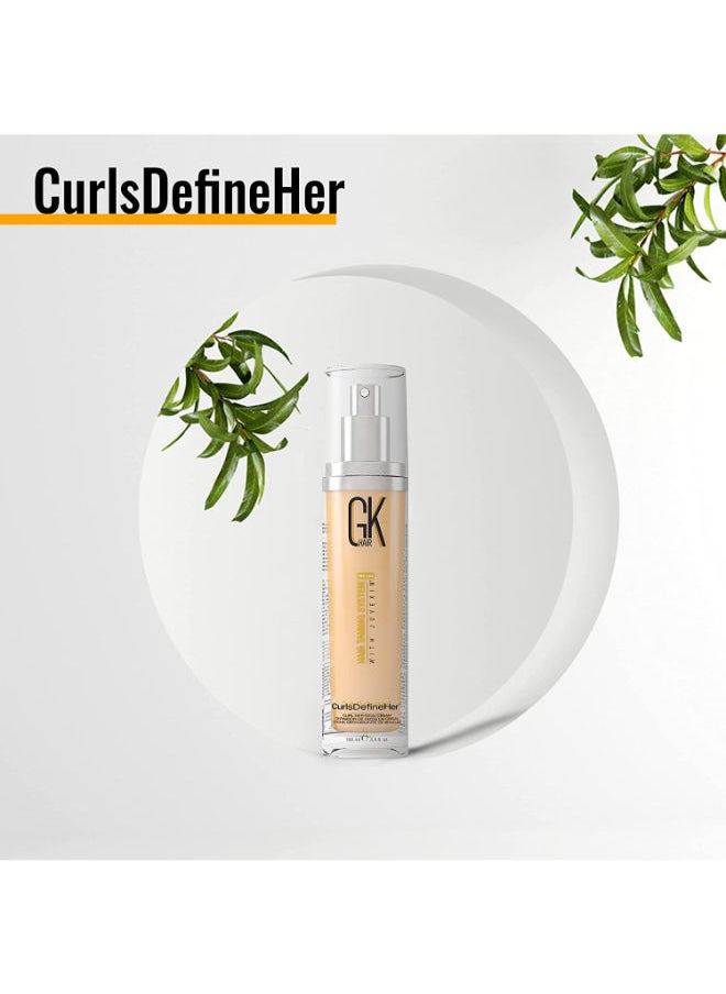 GK Hair - CurlsDefineHer (3.4 Fl Oz/100ml) Curl Defining Cream Curl Activator/Moisturizing Cream, Frizz Control for Natural Hair (3.4 fl. oz) - Image 1