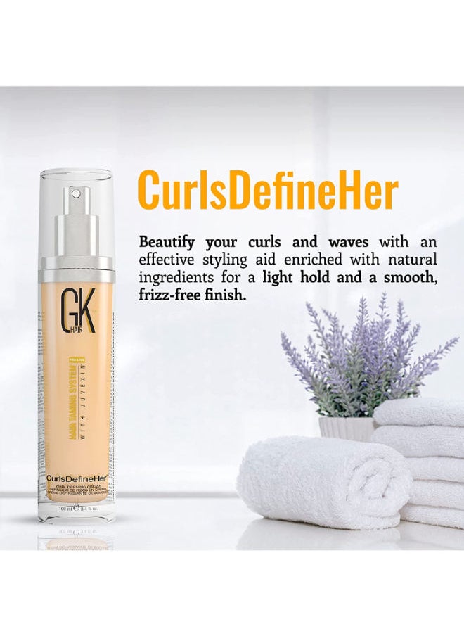 GK Hair - CurlsDefineHer (3.4 Fl Oz/100ml) Curl Defining Cream Curl Activator/Moisturizing Cream, Frizz Control for Natural Hair (3.4 fl. oz) - Image 1