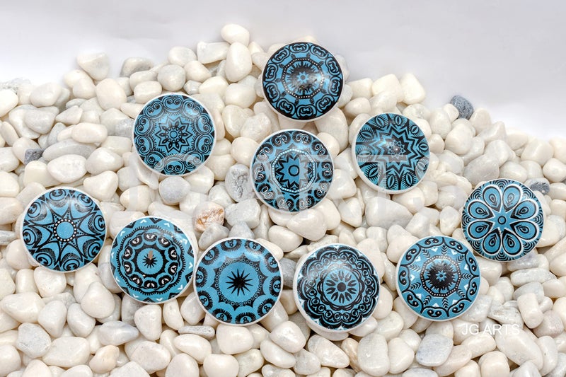JGARTS Aqua Green Vintage Look Flower Ceramic Knobs Door Handle Cabinet Drawer Cupboard Pull Mandala Xfer New (10) - Image 5