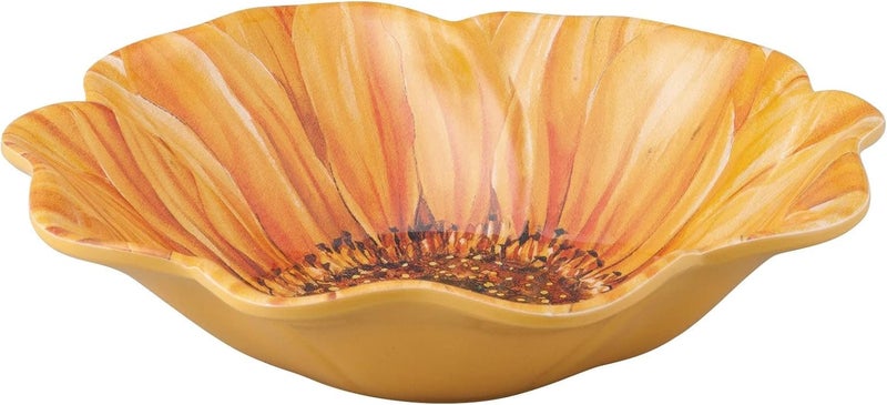 UPware Sunflower Melamine Bowl Set Flower Shaped Bowls for Pasta Rice Soup and Salad BPAFree Dishwasher Safe ShatterProof Orange 8 Inch Set of 6 - Image 2