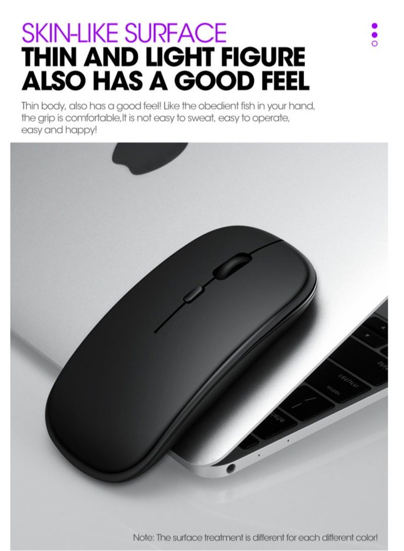 GULFLINK Wireless 2.4G Mouse Ultra-thin Silent Mouse Portable and Sleek Mice Rechargeable Mouse 500 MAH Black  - Image 3