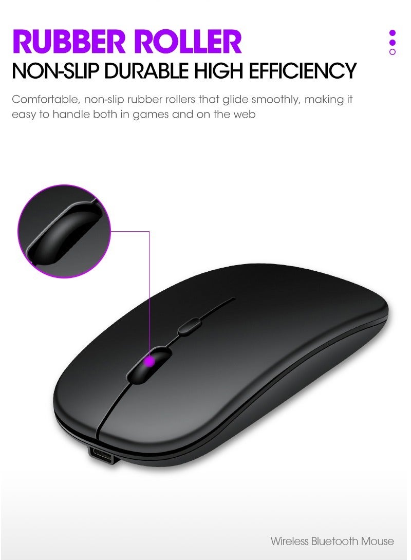 GULFLINK Wireless 2.4G Mouse Ultra-thin Silent Mouse Portable and Sleek Mice Rechargeable Mouse 500 MAH Black  - Image 4